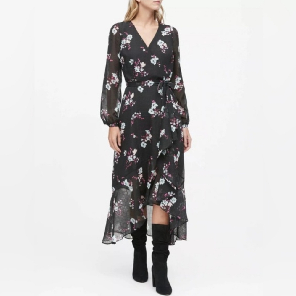 Floral Black and Purple Women's Dress